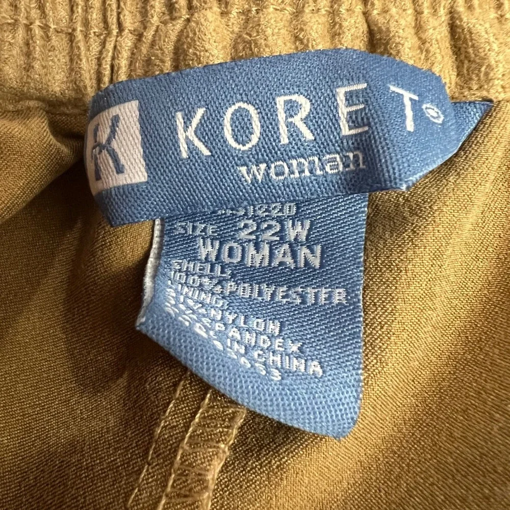 Koret Woman Plus Size 22W Camel Tan Faux Suede Stretch‎ Pull On Pants Dressy